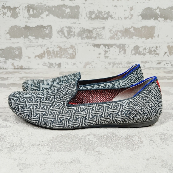 NEW Rothy's The Loafer Grey/Blue Patterned Slip On Round Toe Loafers W315